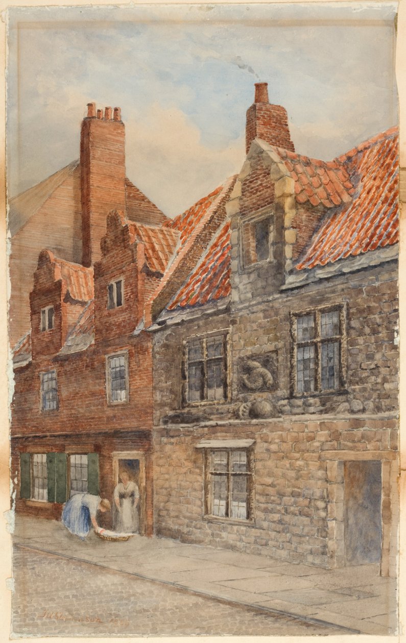 The Dolphin House, Low Friar Street, Newcastle upon Tyne (kroppsfärg, penna och wc på papper) av John Atlantic Stephenson