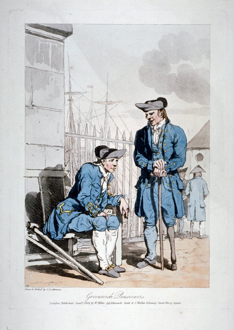 "Greenwich Pensionärer", 1808 av John Augustus Atkinson