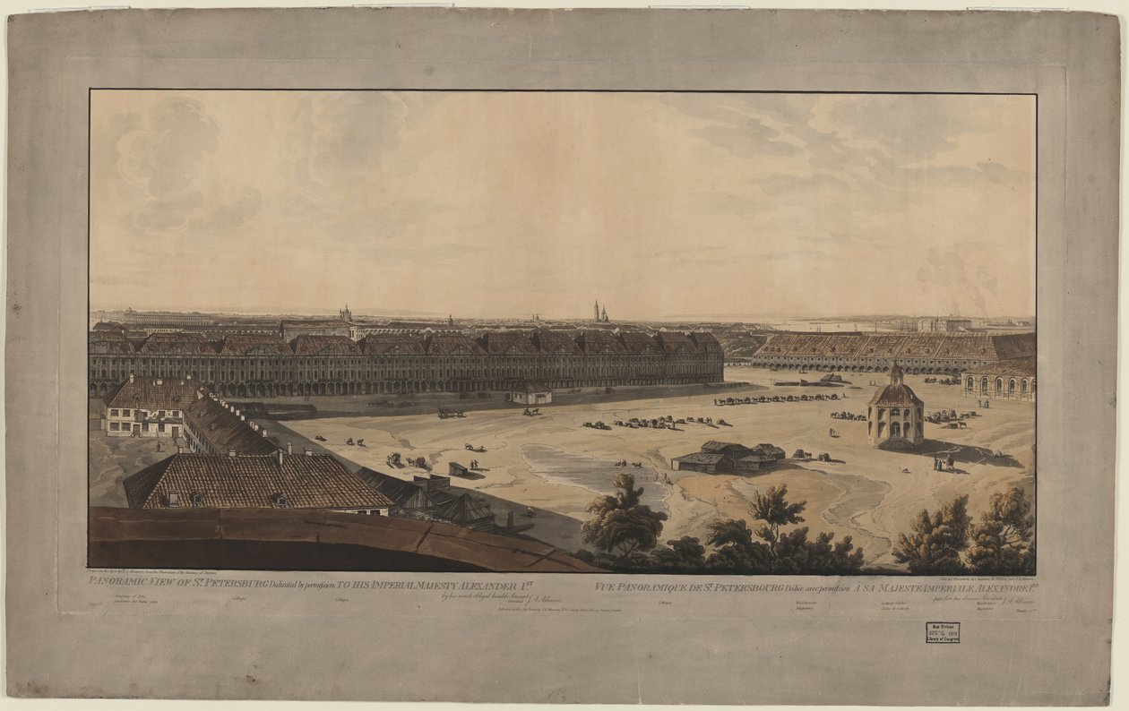 Panoramautsikt över Sankt Petersburg, mellan 1805 och 1807 av John Augustus Atkinson