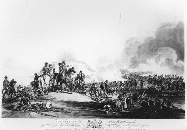 Slaget vid Salamanca, 22 juli 1812, graverad av G. Lewis, 1813 av John Augustus after Atkinson