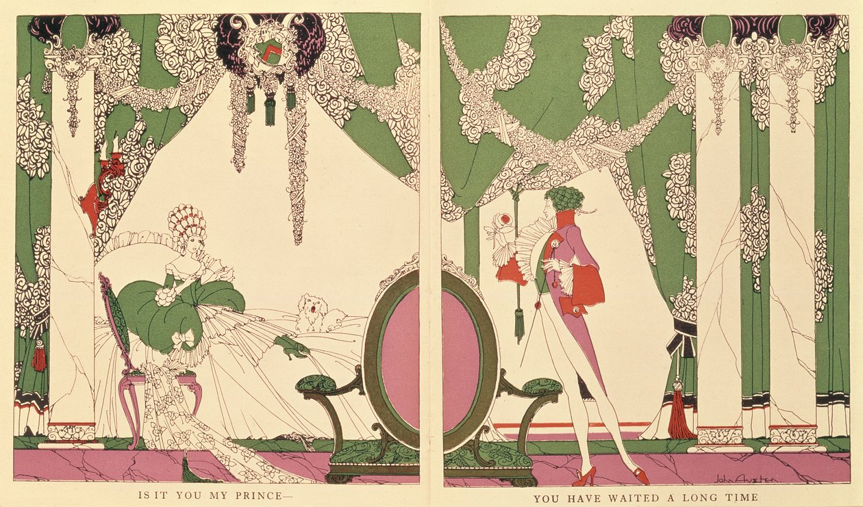 Törnrosan, illustration från "Tales of Times Passed" av Charles Perrault (1628-1703) 1922 (färg litho) av John Austen