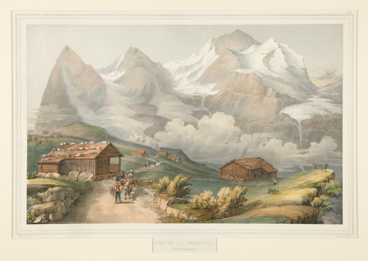 Utsikt över Jungfrau från Wengernalp av John Bachmann