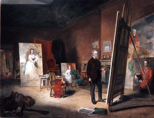 Porträtt av Sir Francis Grant vid ett staffli av John Ballantyne