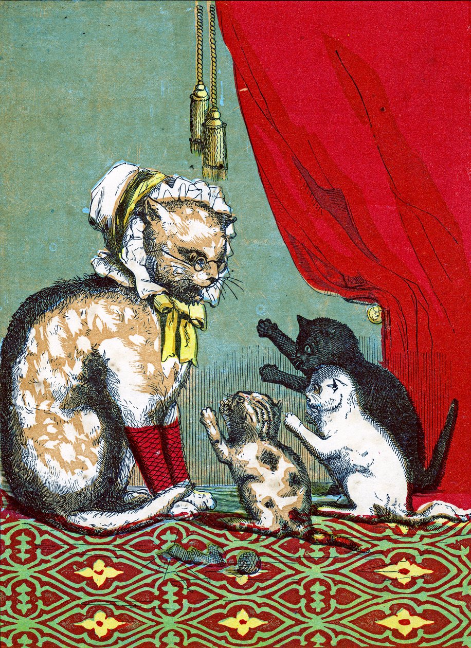 De tre små kattungarna hade tappat sina vantar, Illustration från "Tre små kattungar" 1859 av John Ballantyne