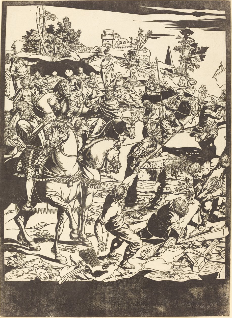 Korsfästelsen [vänster platta] av John Baptist Jackson after Jacopo Tintoretto