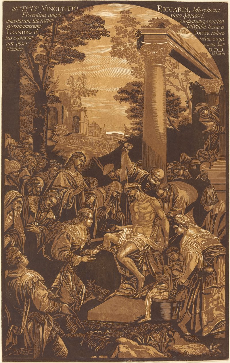 Lazarus uppståndelse av John Baptist Jackson after Leandro Bassano