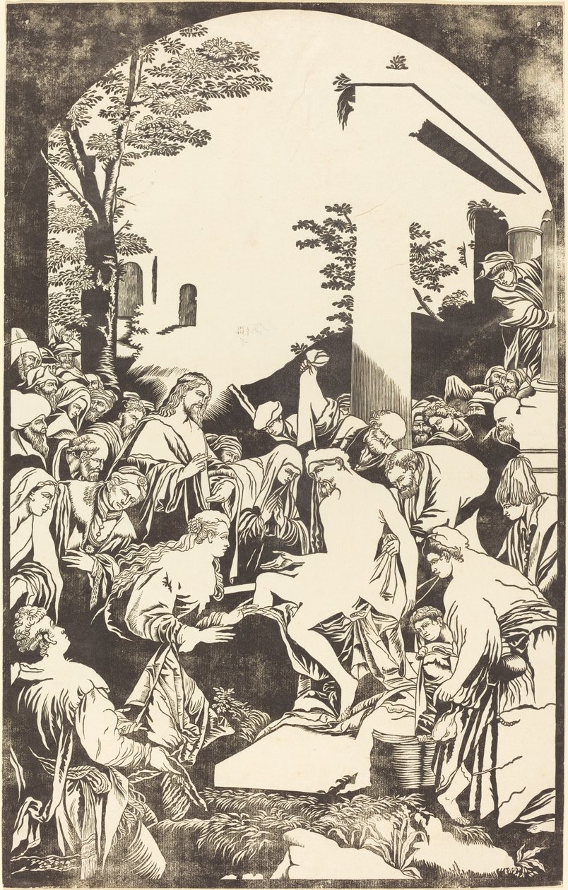 Lazarus uppståndelse av John Baptist Jackson after Leandro Bassano