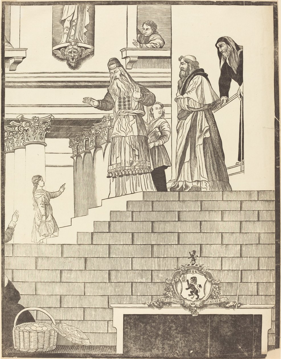 Presentation av jungfrun i templet [höger platta] av John Baptist Jackson after Titian