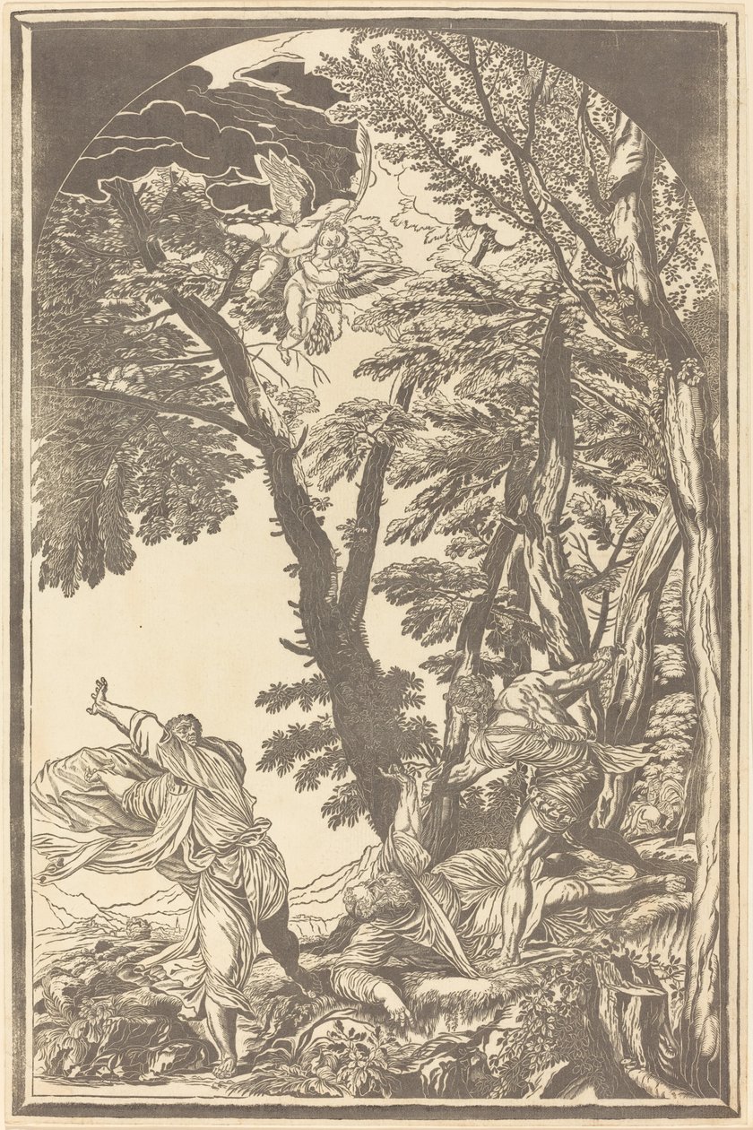 Sankt Peters martyrs död av John Baptist Jackson after Titian