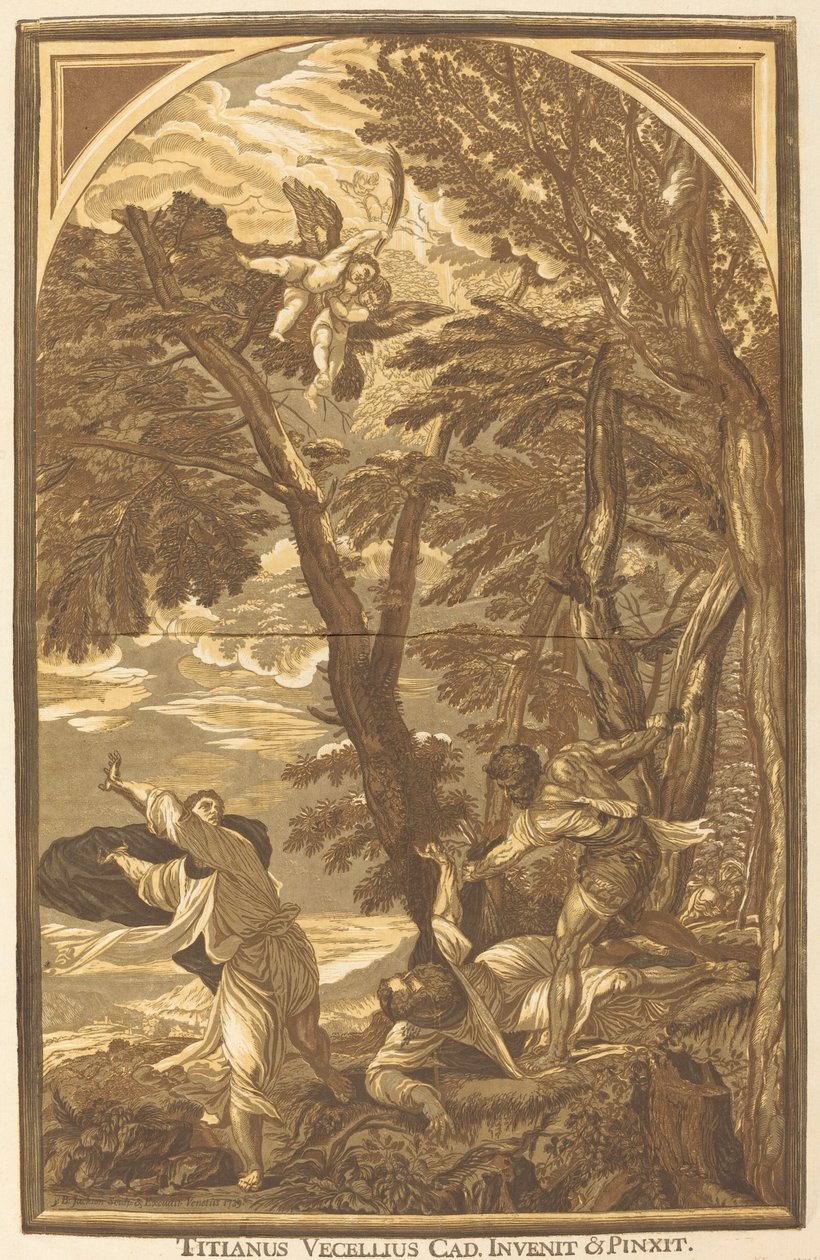 Sankt Peters martyrs död av John Baptist Jackson after Titian