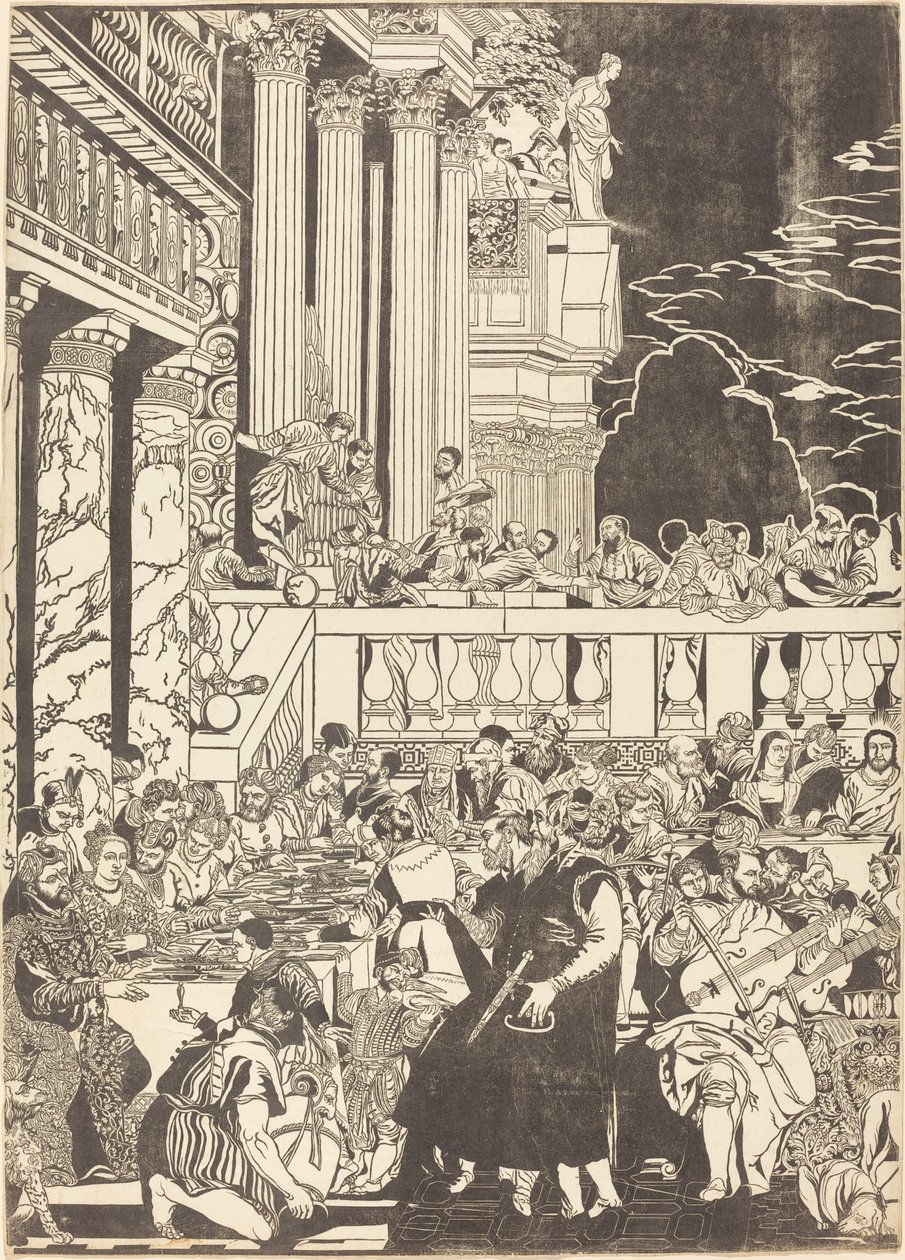 Äktenskapet i Cana [vänster skylt] av John Baptist Jackson after Veronese