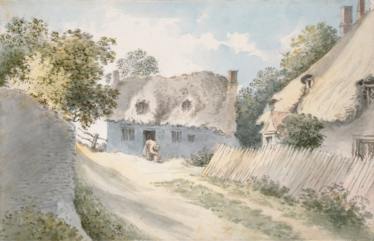 Stugor på en bygata, 1700-talet av John Baptist Malchair