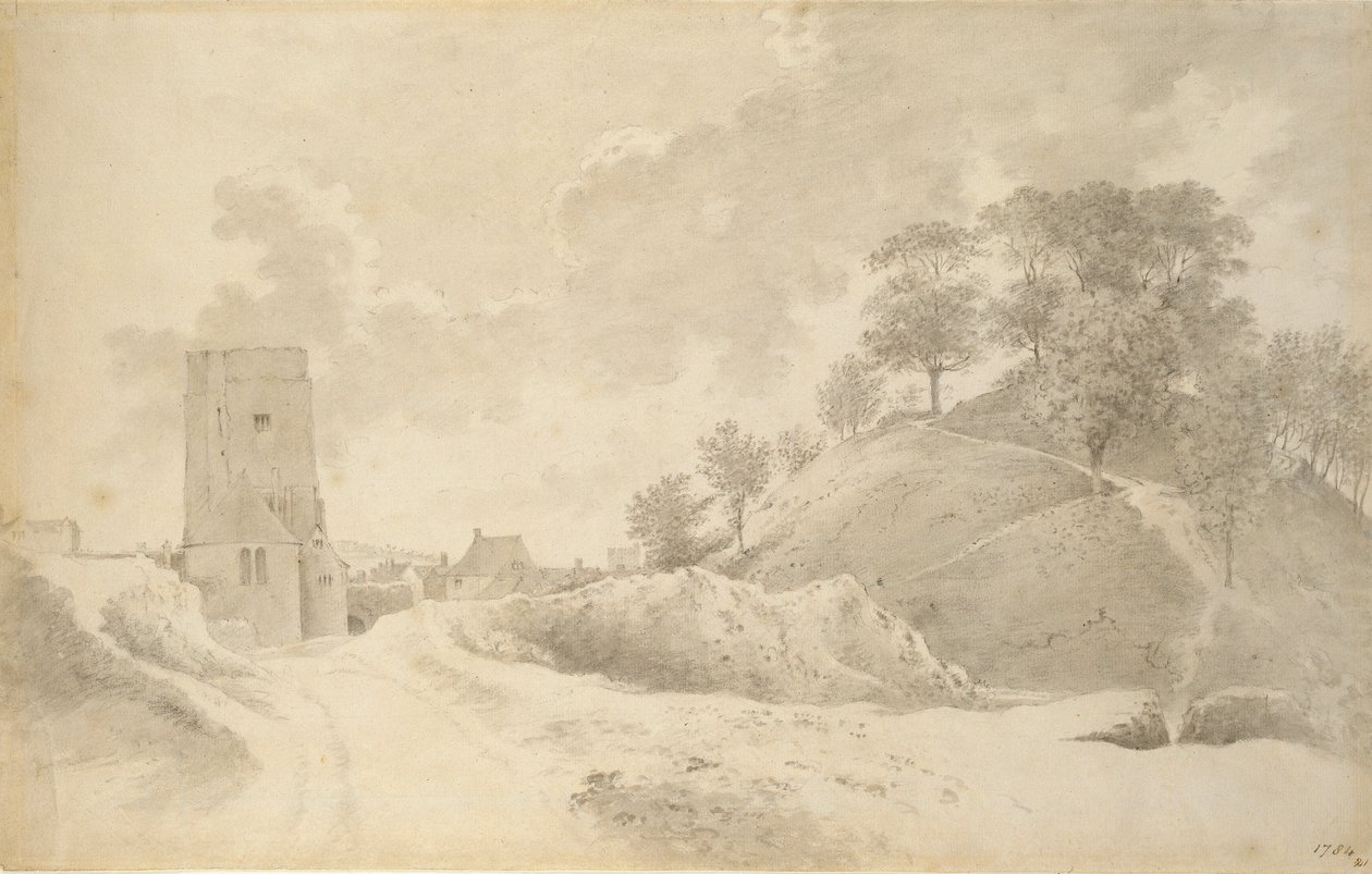 Oxford Castle och Castle Mound, 27 maj 1784 av John Baptist Malchair