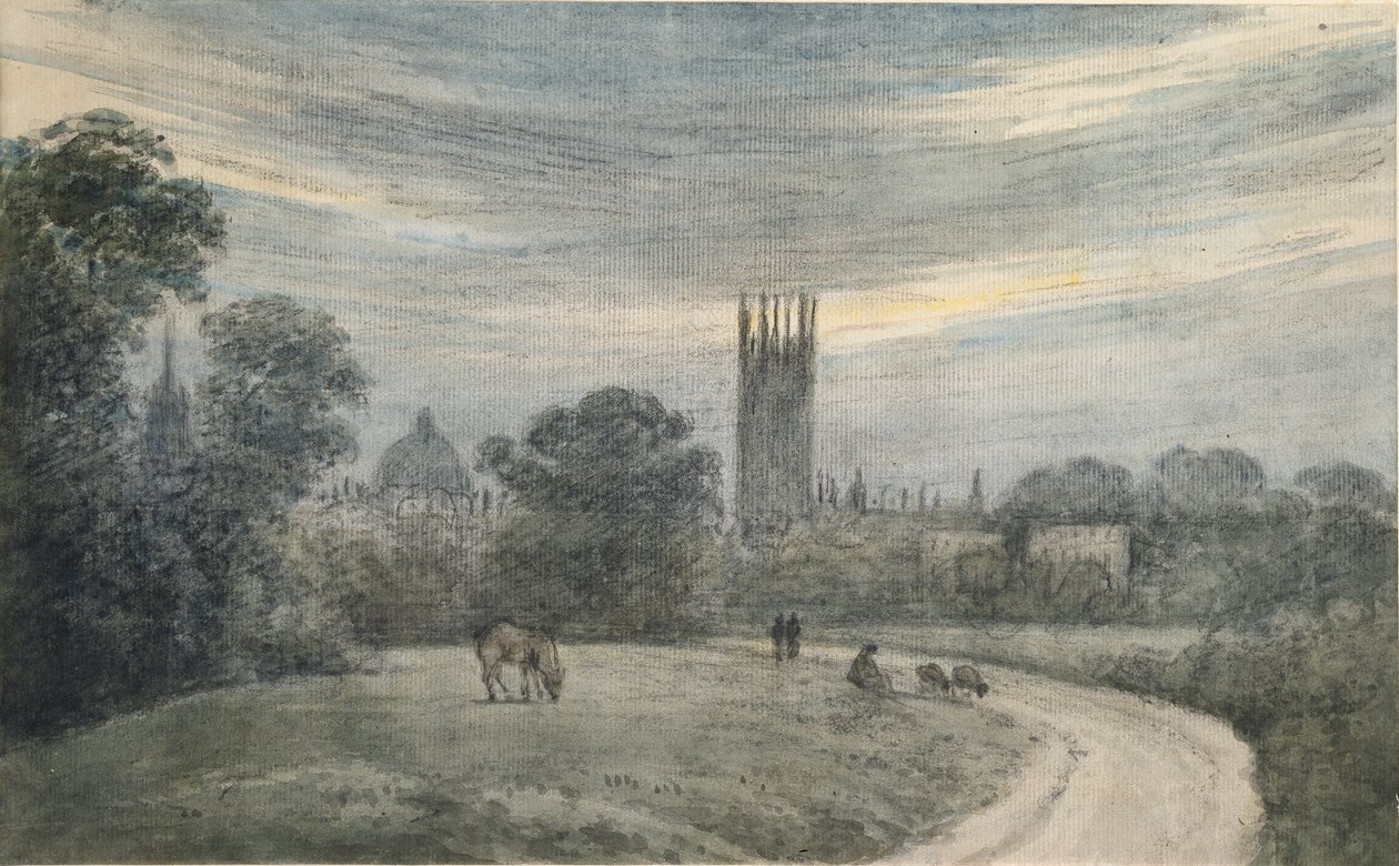 Ingången till Oxford från London, från minnet, 16 juli 1790 av John Baptist Malchair