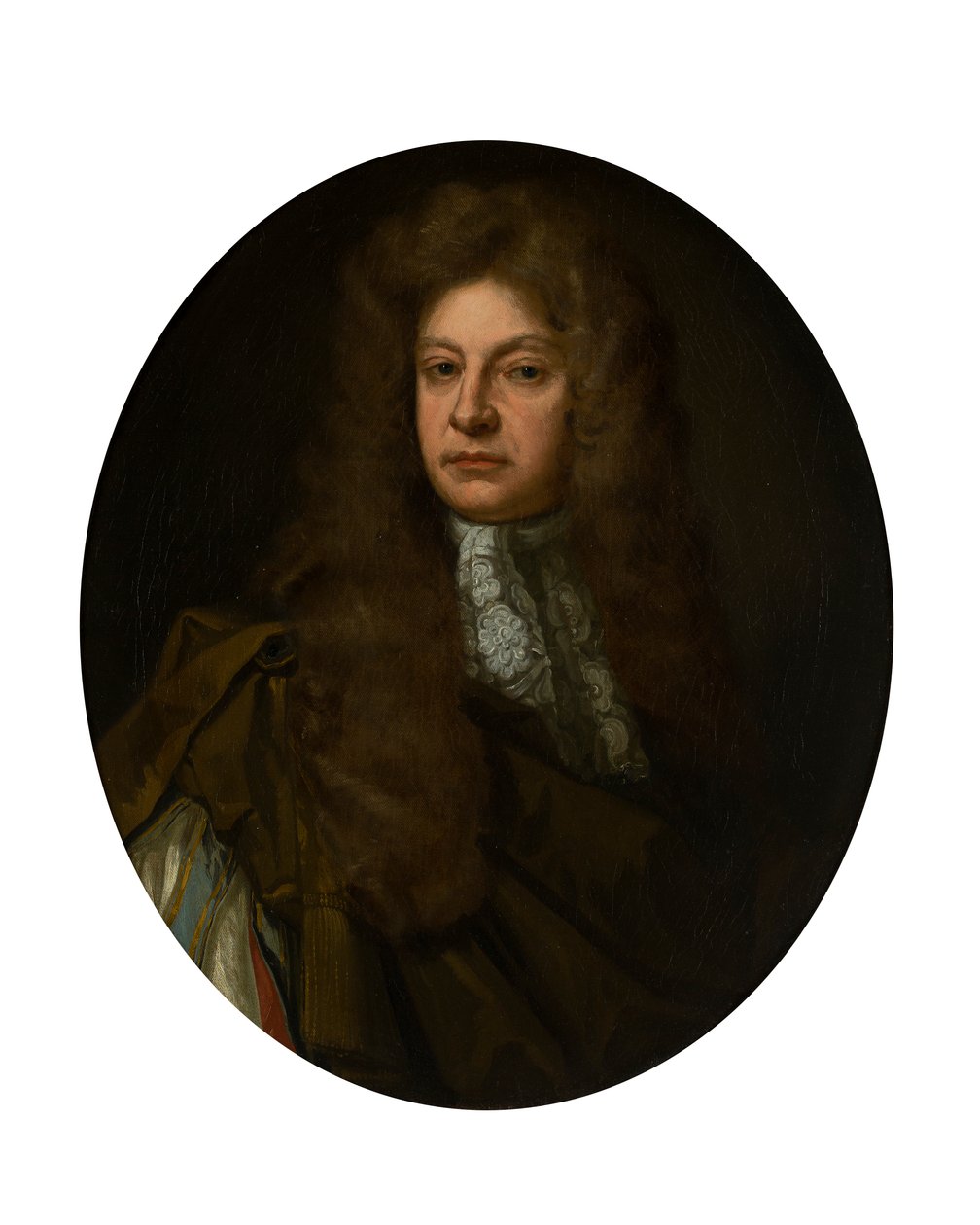 Halvlångt porträtt av Adam Urquhart med spets Jabot (olja på duk) av John Baptist de (circle of) Medina