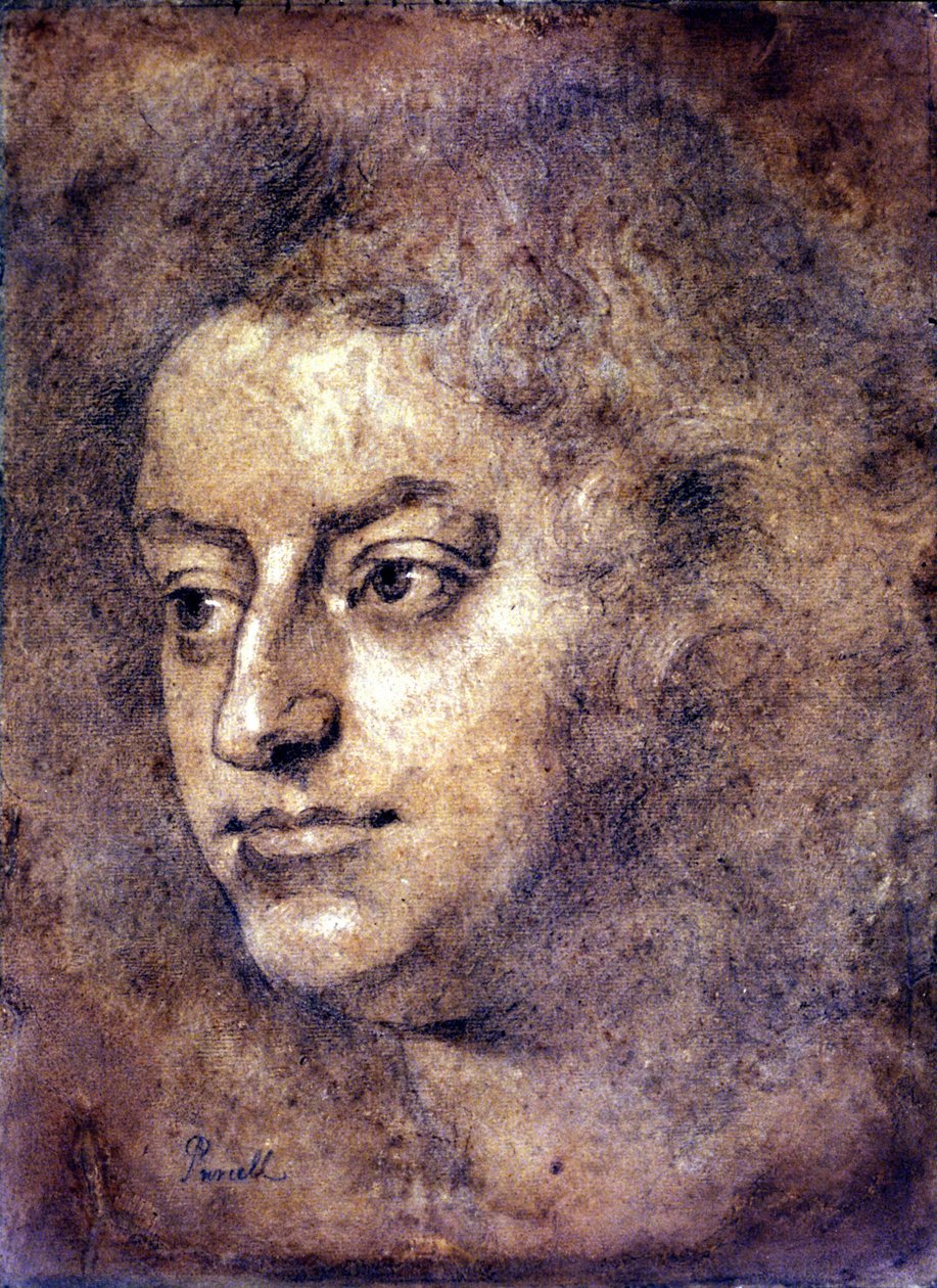 Porträtt av Henry Purcell (1659 - 1695), engelsk kompositör. Målning tillskriven Sir John Closterman. Svart krita. 1695. London, National Portrait Gallery. av John Baptiste Closterman