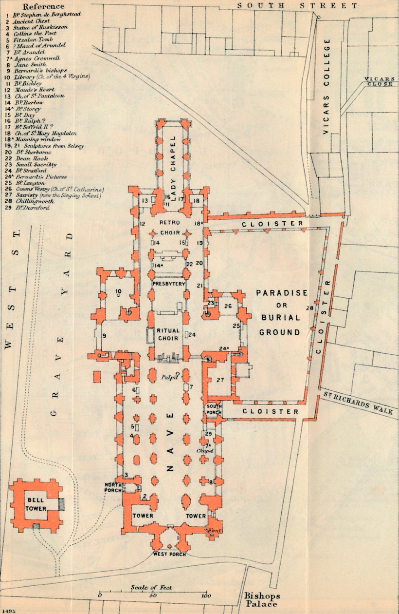 Chichester Cathedral, 1900-talet av John Bartholomew