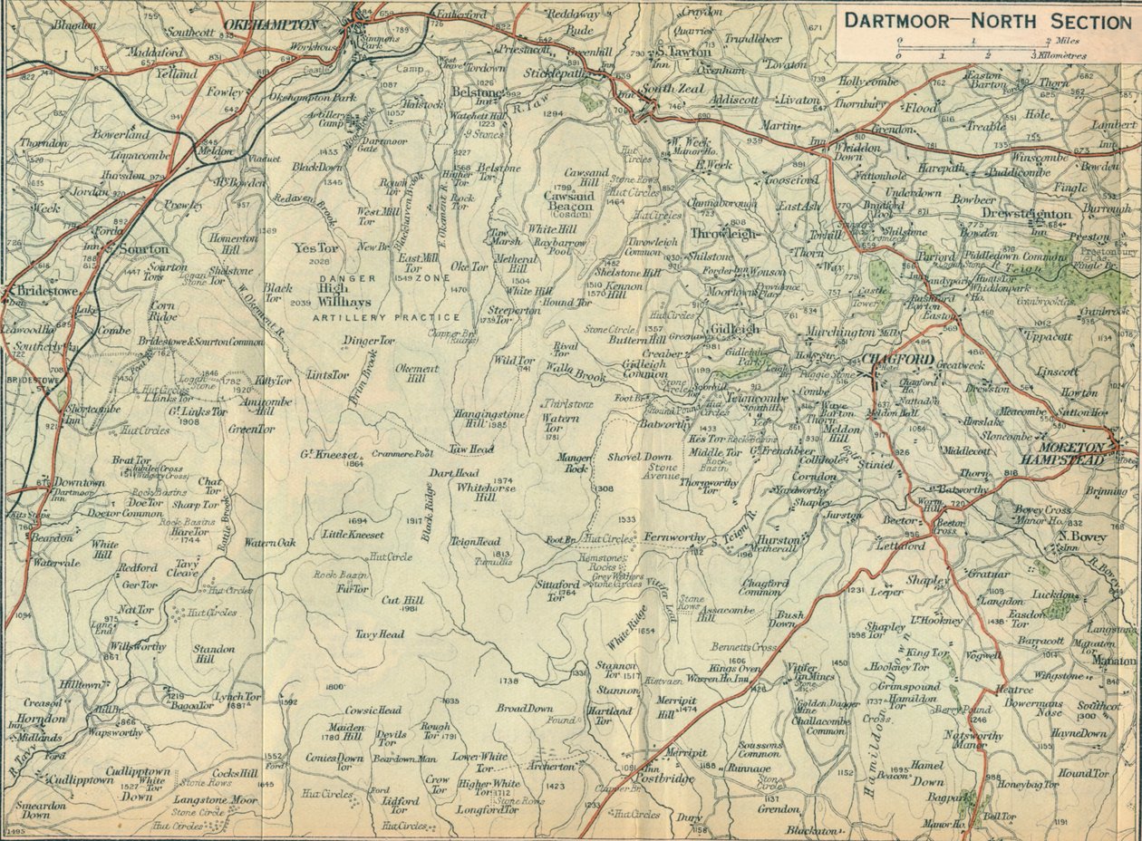 Dartmoor - norra delen, 1900-talet av John Bartholomew