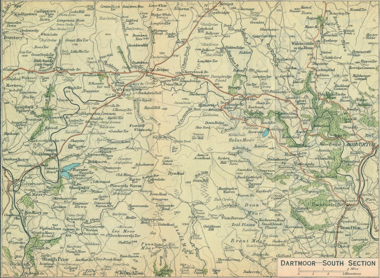 Dartmoor - södra delen, 1900-talet av John Bartholomew