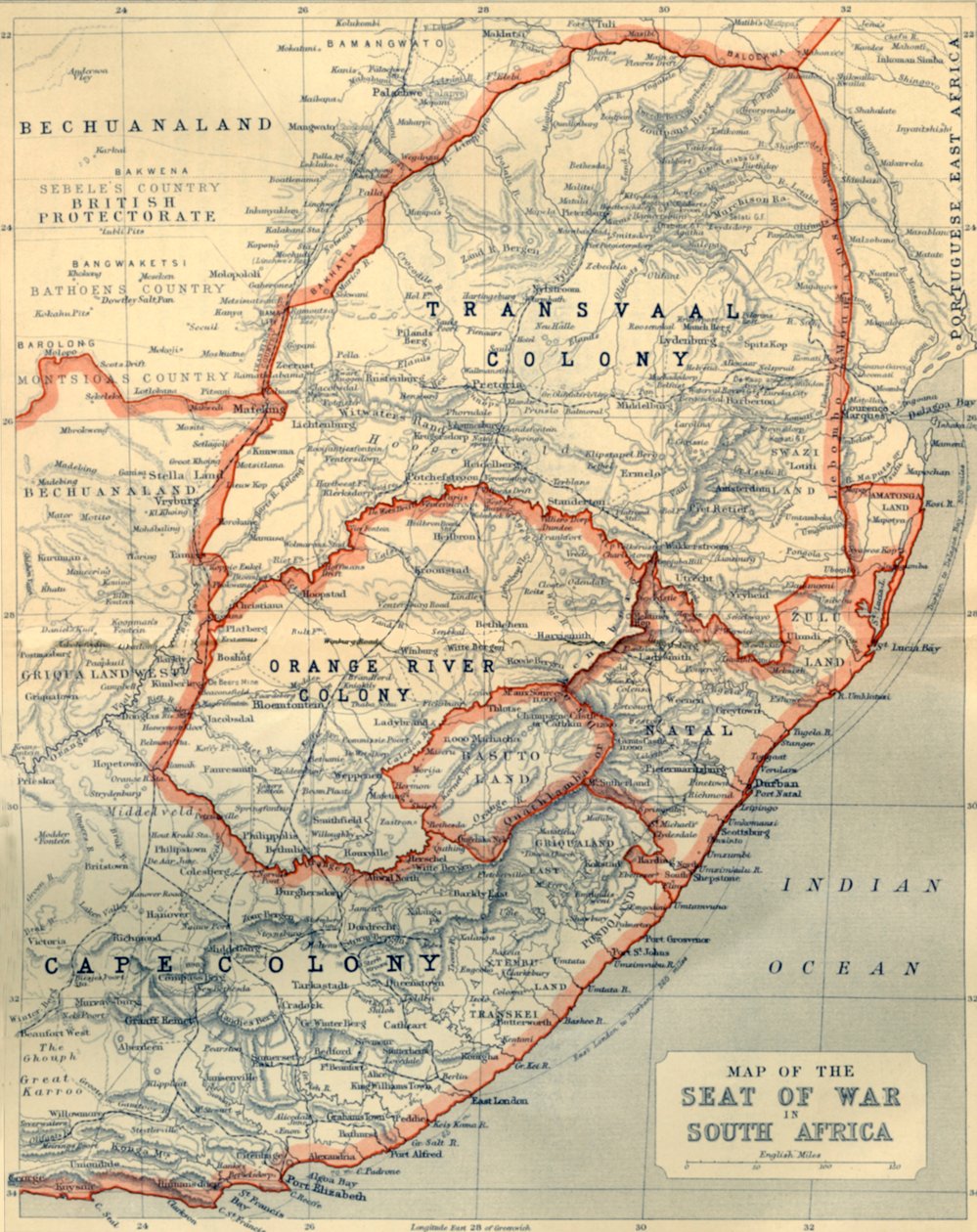 Karta över krigssätet i Sydafrika, 1901. av John Bartholomew