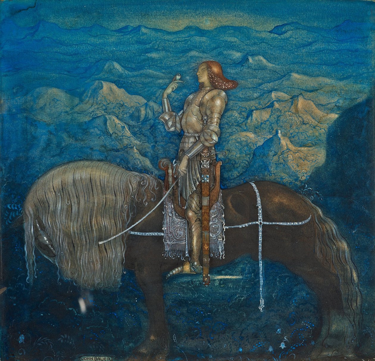 En riddare, från "Bland tomtar och troll", 1915 av John Bauer