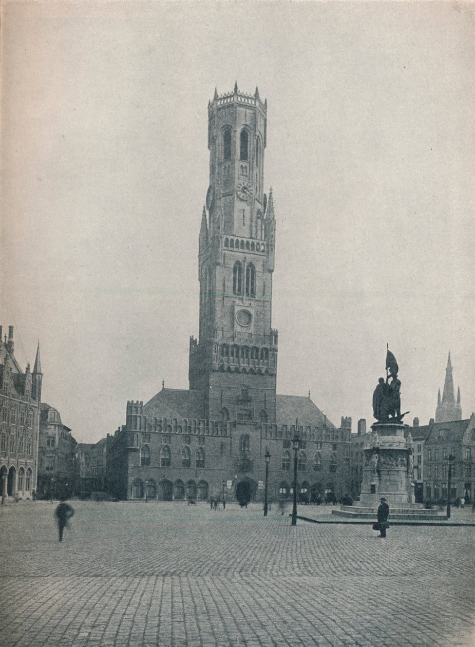 Markt och klockstapeln, Brygge, Belgien c1900 1914-1915 av John Benjamin Stone