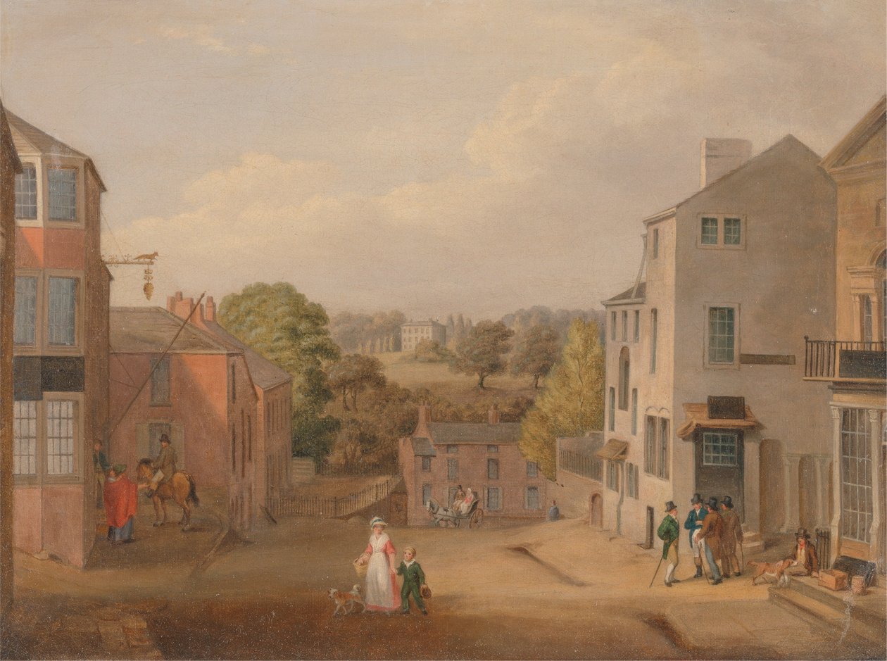 Gatubild i Chorley, Lancashire, med utsikt över Chorley Hall av John Bird of Liverpool