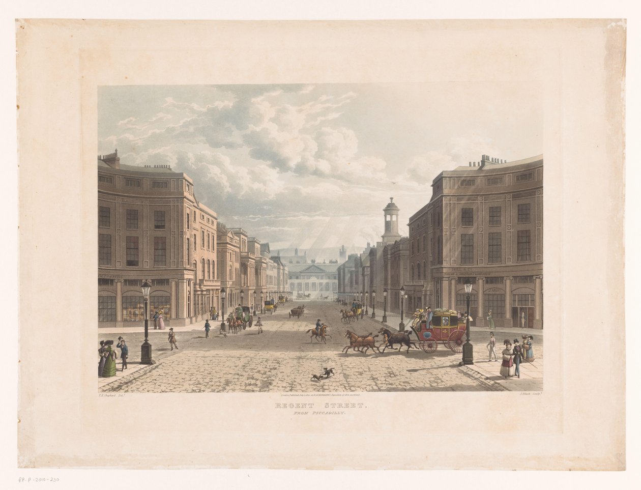 Utsikt över Regent Street, London från Picadilly Circus Regent Street, från Piccadilly (titel på objekt) av John Bluck