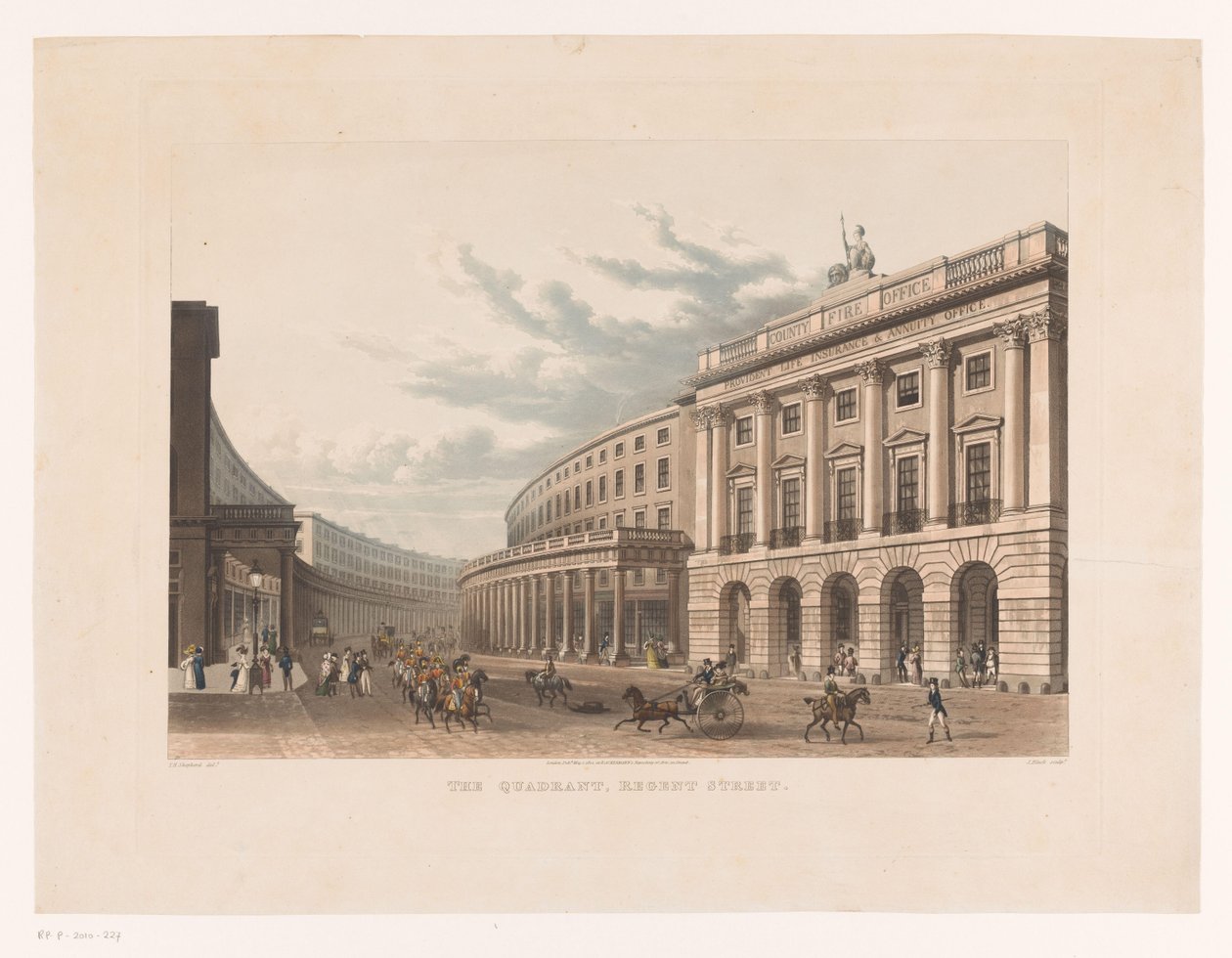 Utsikt över Regent Street i London The Quadrant, Regent Street (titel på objekt) av John Bluck