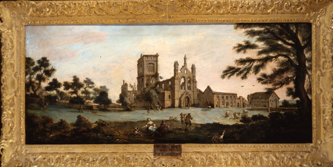 Utsikt över Kirkstall Abbey från nordväst av John Bouttats