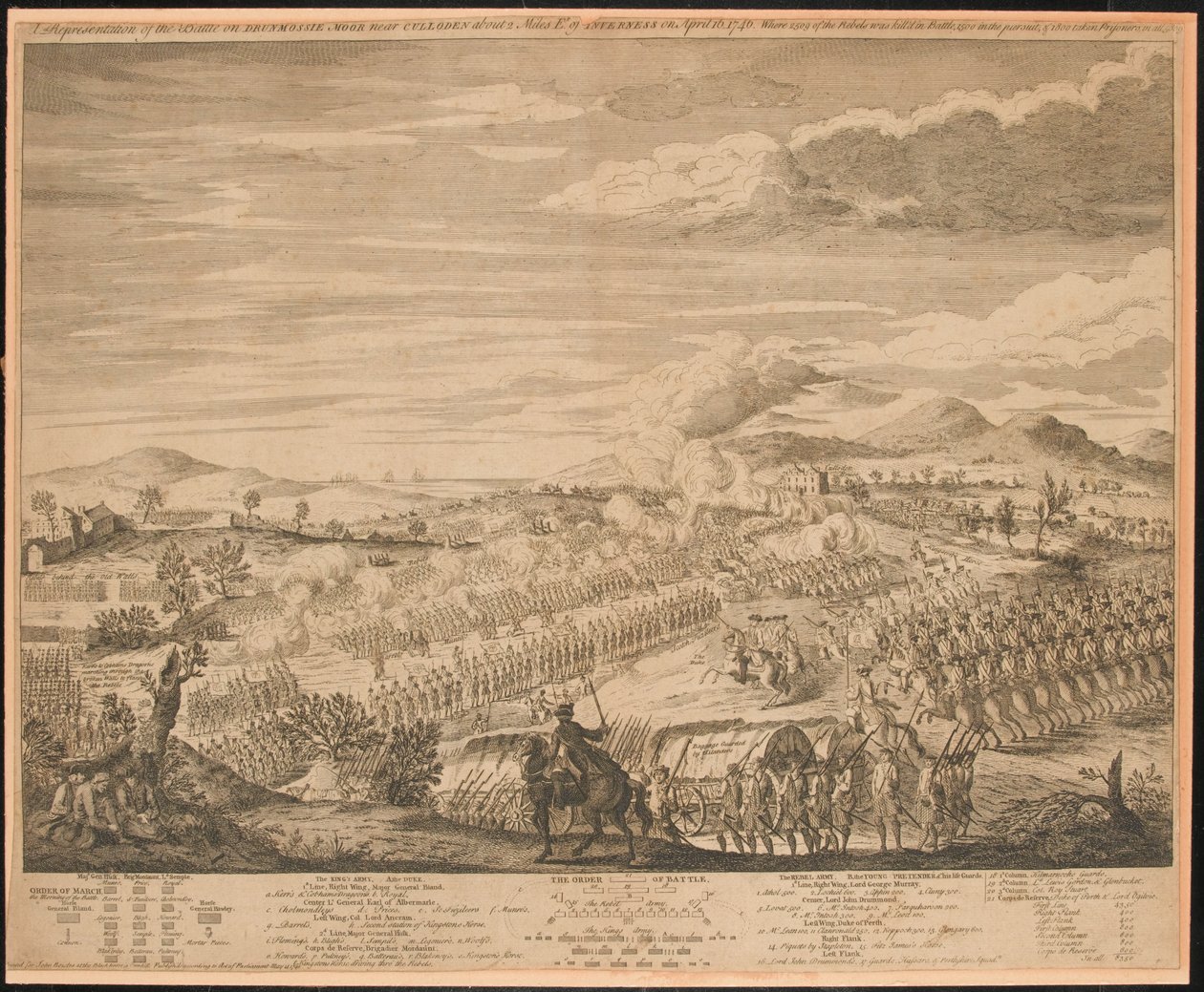 ?En representation av slaget på Drunmossie [sic] Moor nära Culloden?, 16 april 1746 av John Bowles