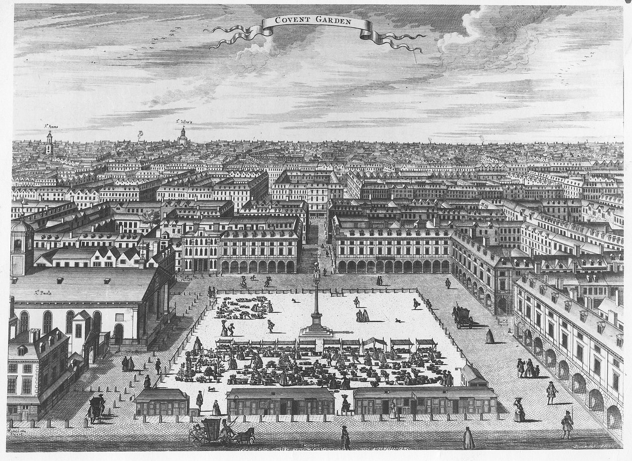 Covent Garden, ca 1720 av John Bowles