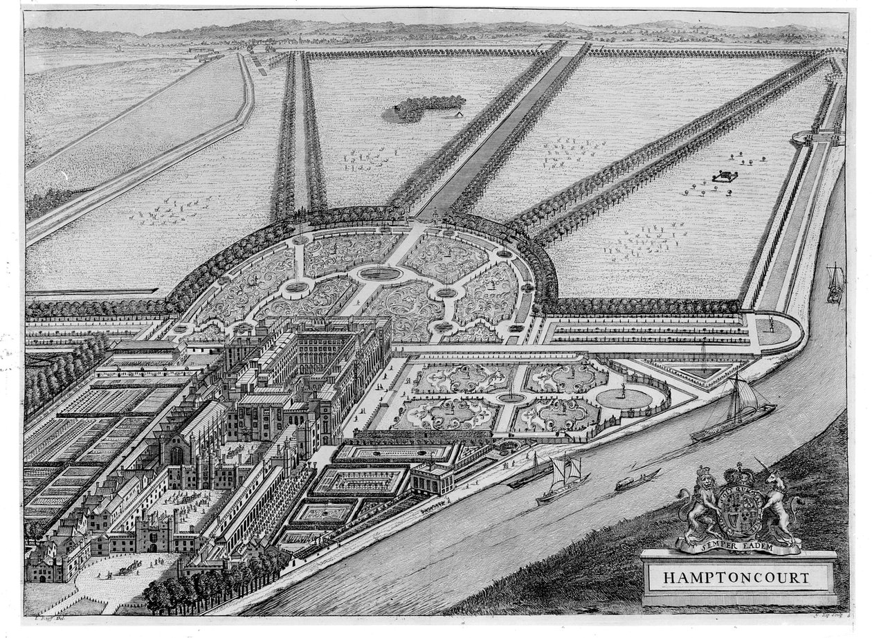 Hampton Court Palace, ca 1714-16 av John Bowles