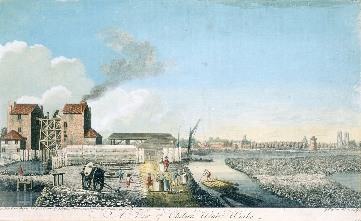 A View of Chelsea Water Works, 1750 av John Boydell
