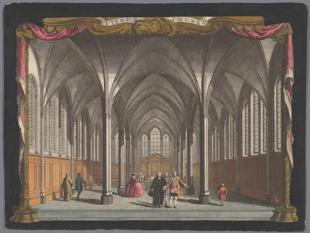 Vy över interiören av Temple Church i London av John Boydell