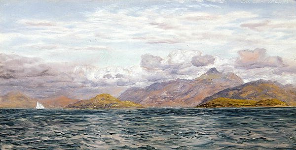 Lock Linnhe, nära Oban, Skottland (olja på duk) av John Brett