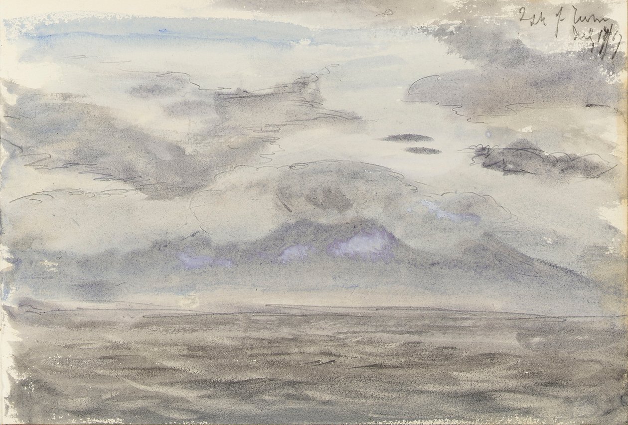 Havslandskap med molnig himmel av John Brett