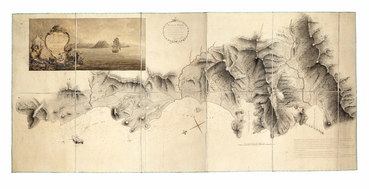 Militär kartläggning av den del av St Lucia som ockuperades av de brittiska styrkorna från december 1778 till januari 1784, då ön återlämnades till fransmännen av John Brown