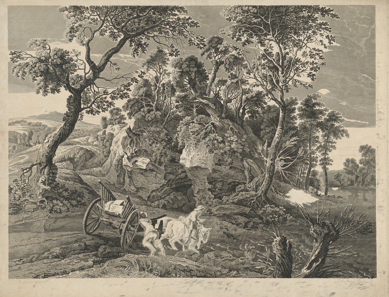 Landskap med vagn av John Browne after Sir Peter Paul Rubens