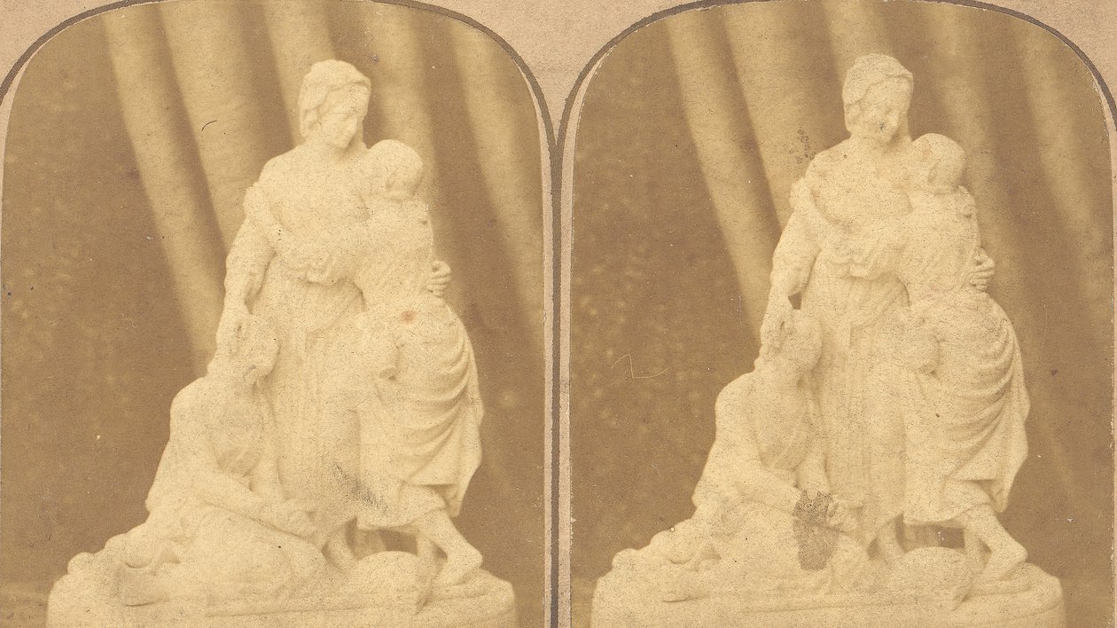Ett par tidiga stereografiska vyer av brittiska statyer, 1850-1910-talen av John Browning