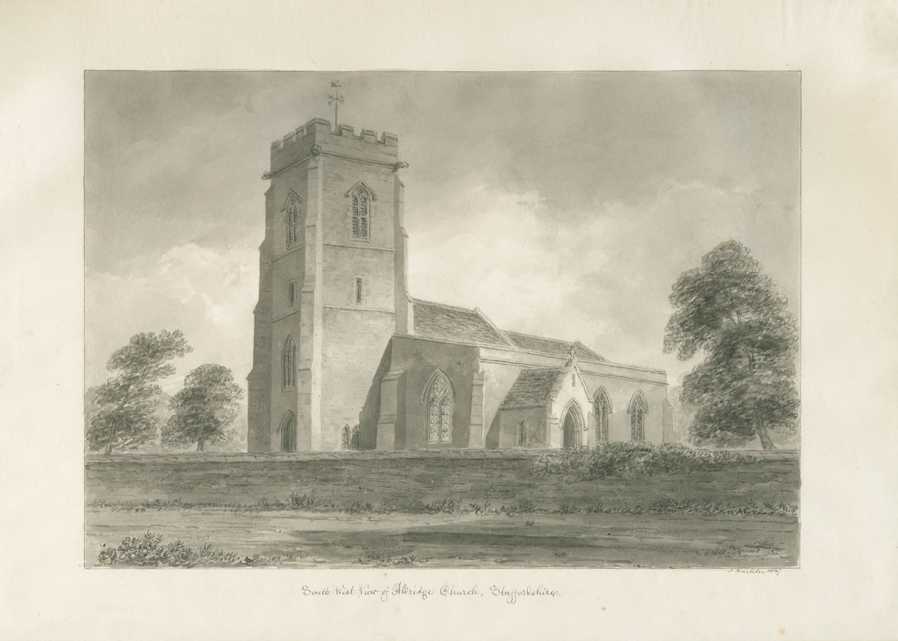 Aldridge Church: sepiateckning av John Buckler