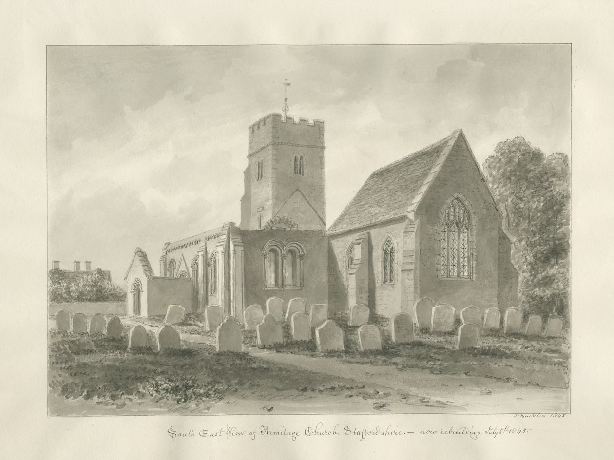 Armitage Church: sepiateckning av John Buckler