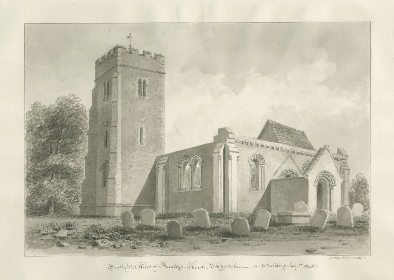 Armitage Church: sepiateckning av John Buckler