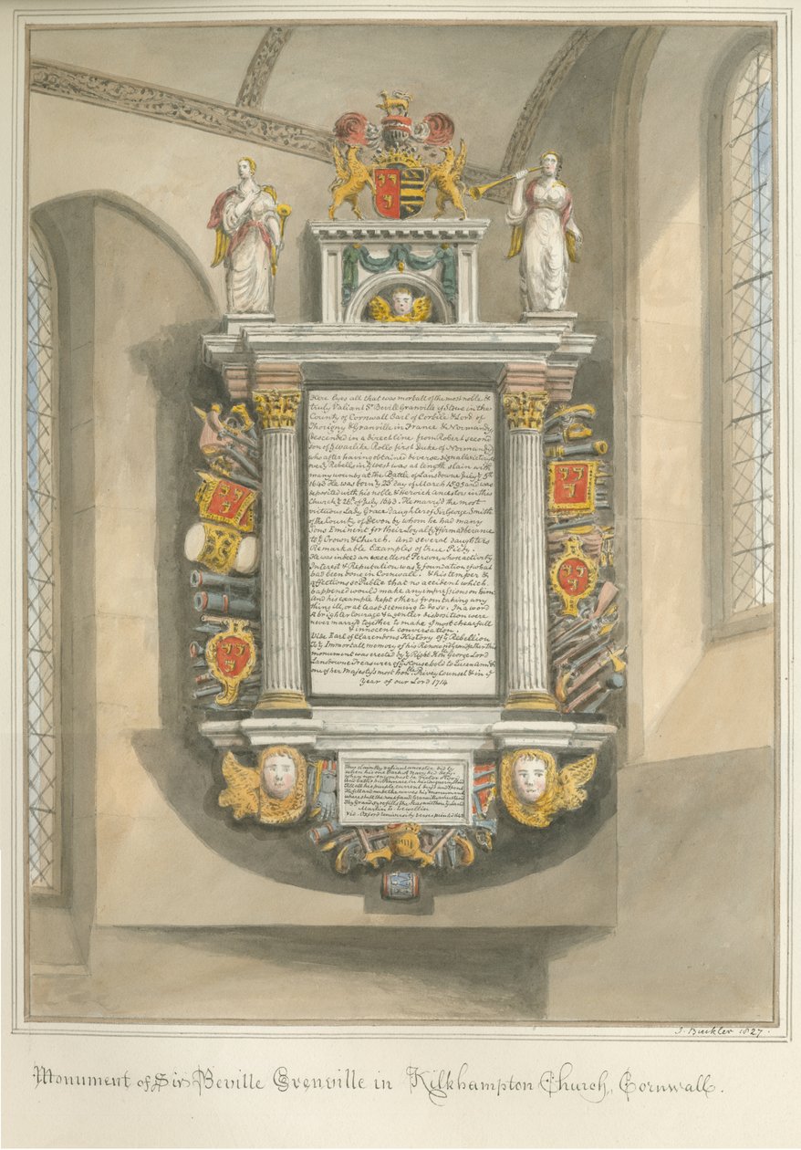 Cornwall - Kilkhampton Church - Monument av Sir Bevil Grenville av John Buckler