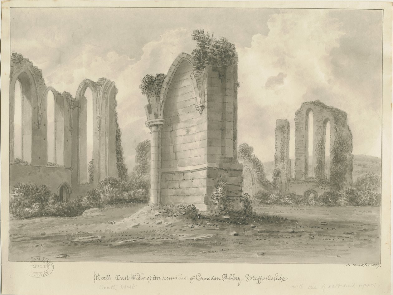 Croxden Abbey: sepiateckning av John Buckler
