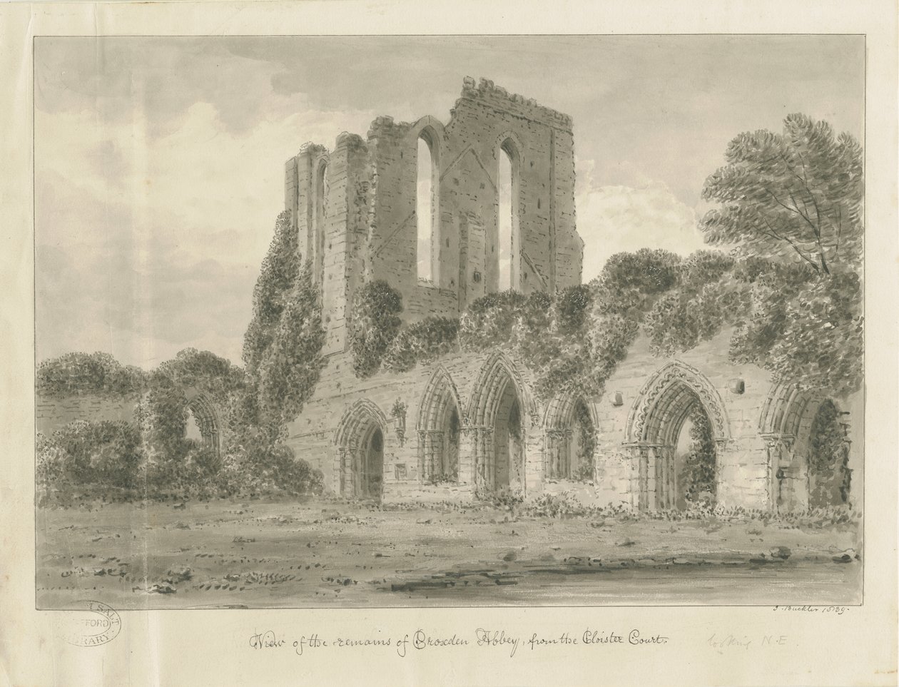 Croxden Abbey: sepiateckning av John Buckler
