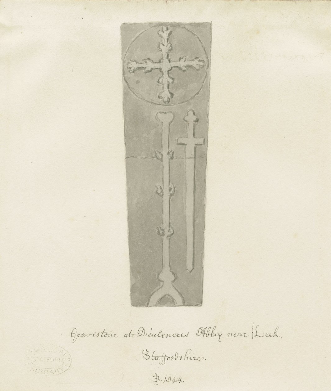 Dieulacres Abbey: sepiateckning av John Buckler