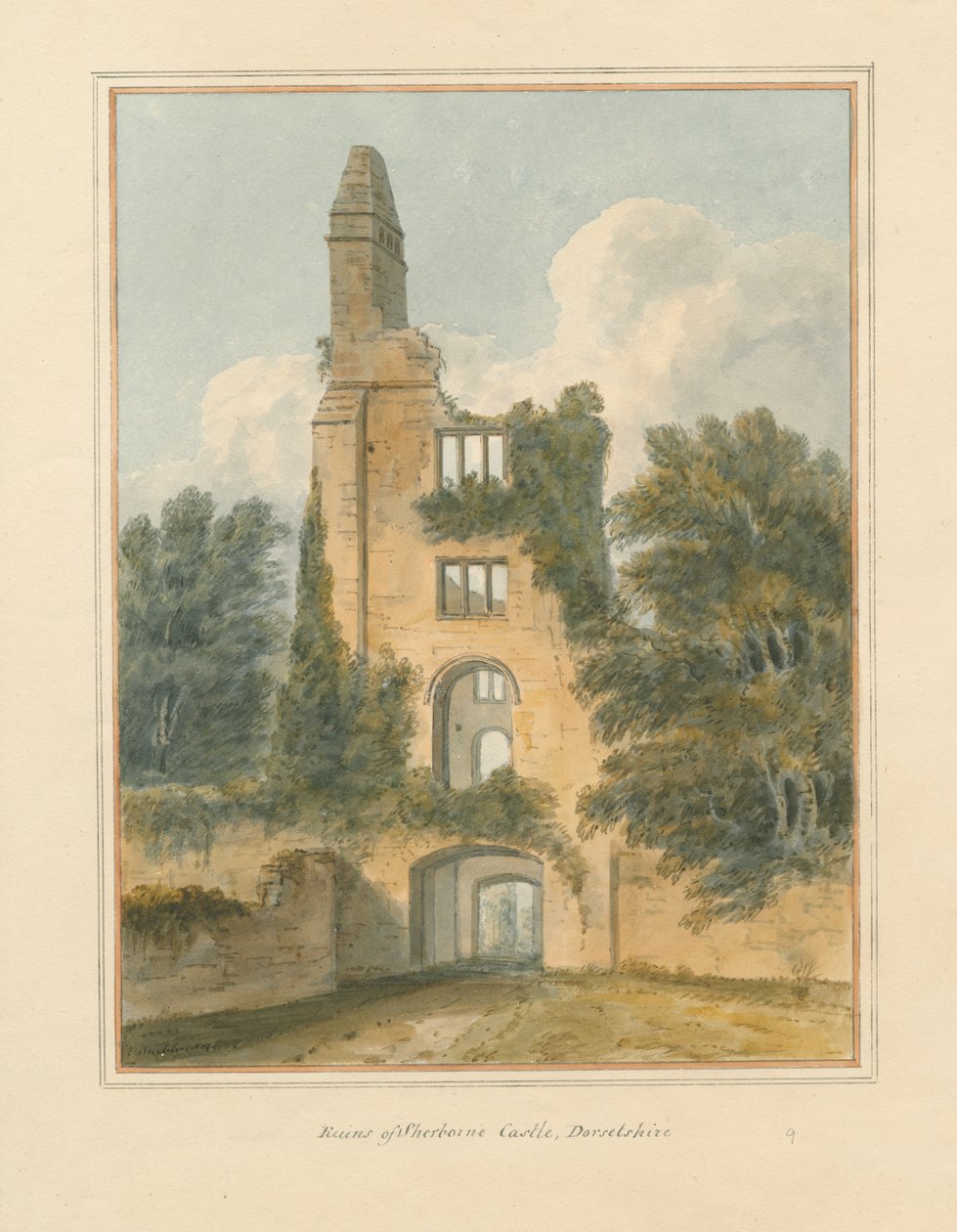 Dorset - Sherborne - Ruinerna av slottet, 1802 av John Buckler