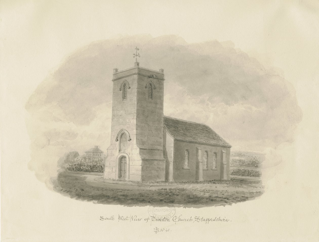 Dunston Church: sepiateckning av John Buckler