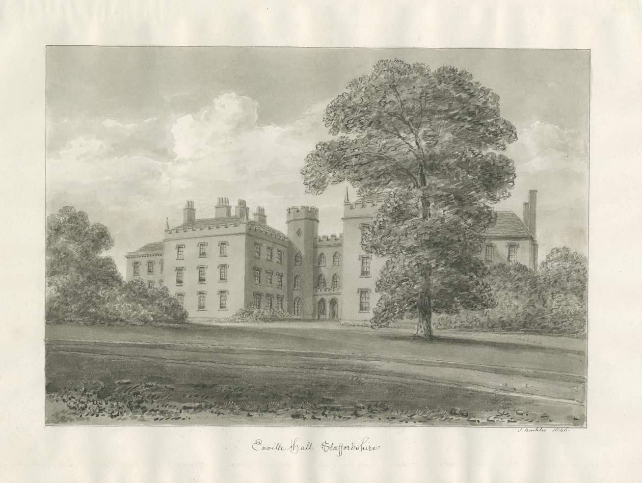Enville Hall: sepiateckning av John Buckler